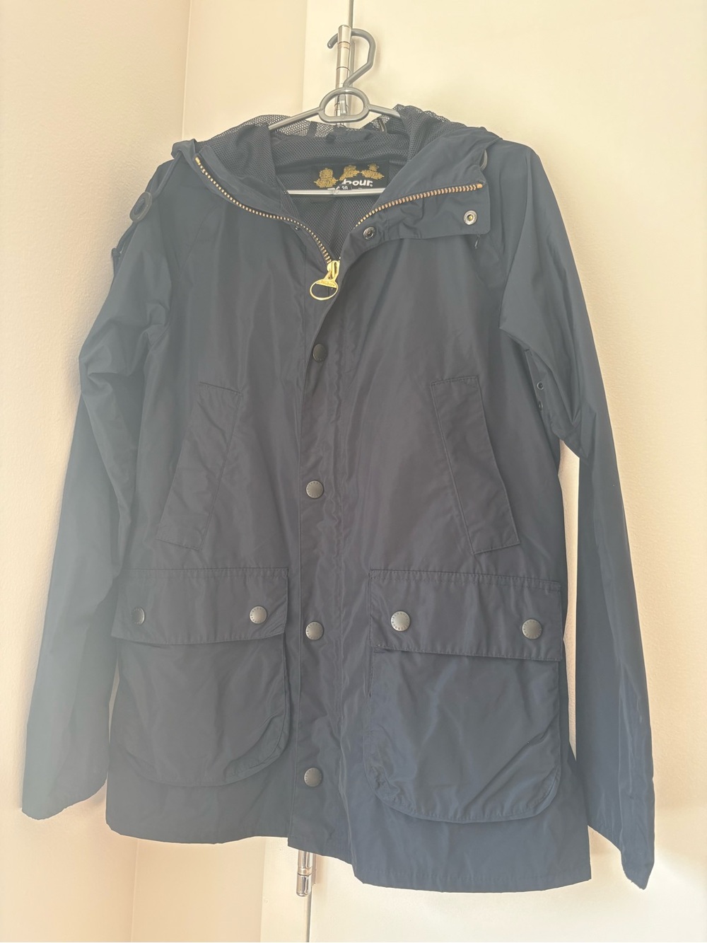 Barbour Black Mesh-Lined Jacket with Yellow Crest Detail